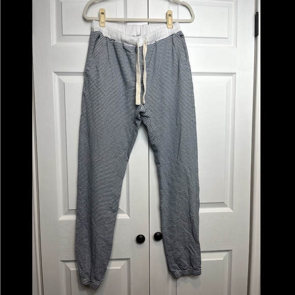 Jungmaven Blue and White Sweatpants with Elastic Waistband and Relaxed Fit - Picture 4 of 4